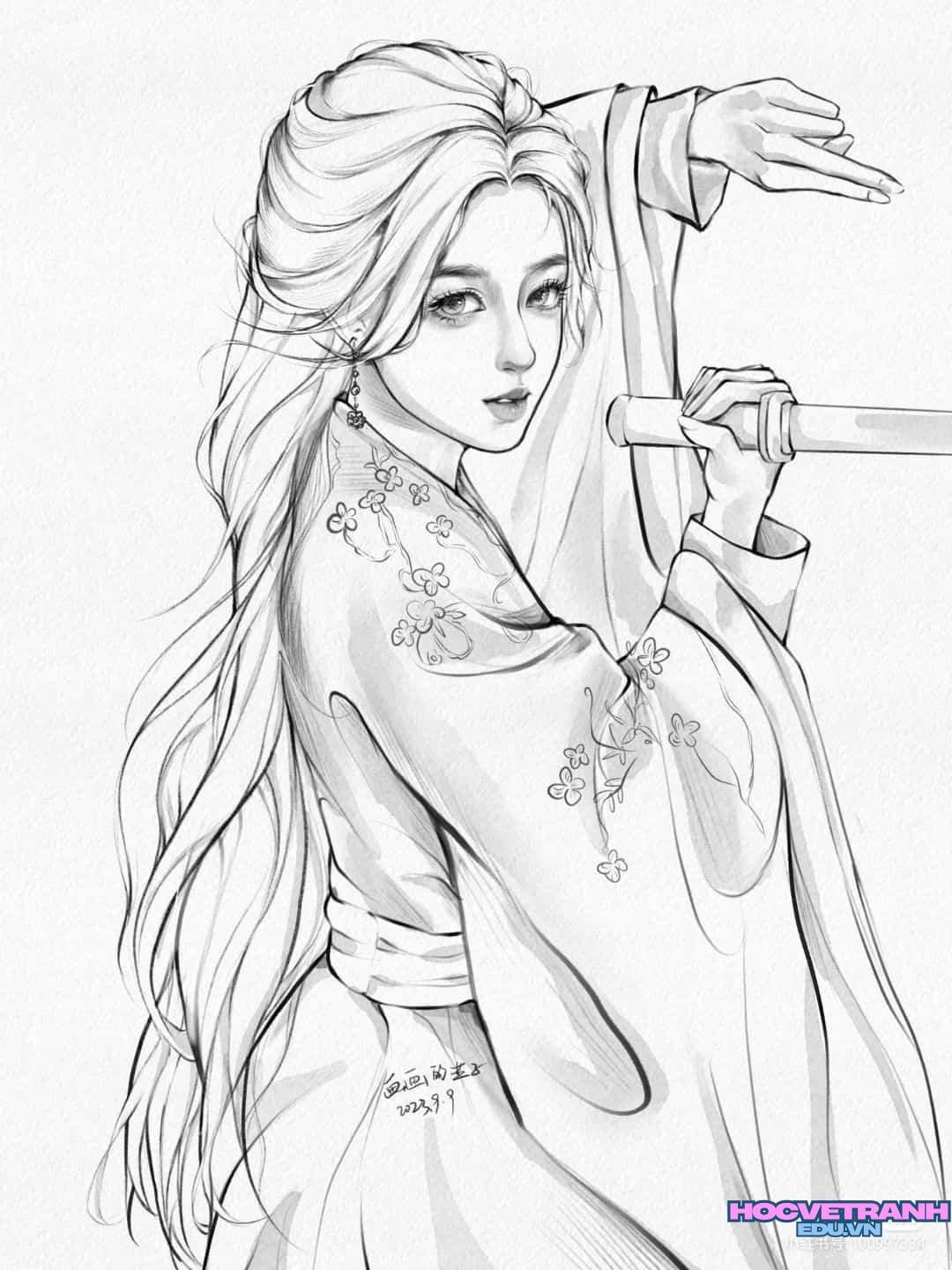 ve tranh co trang dem.