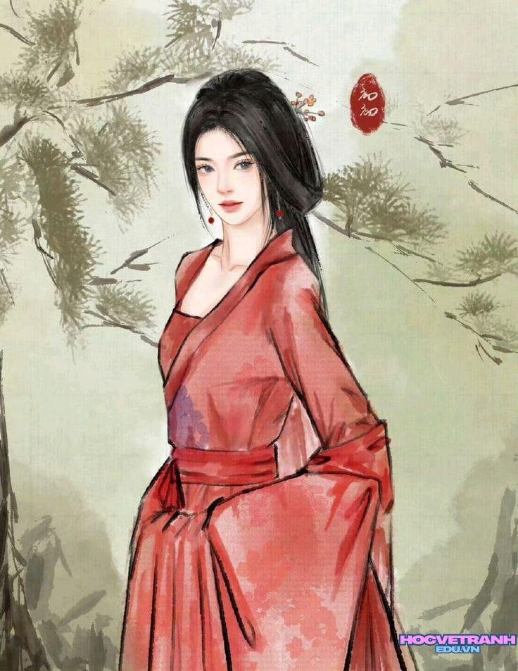 ve tranh co trang hoa.