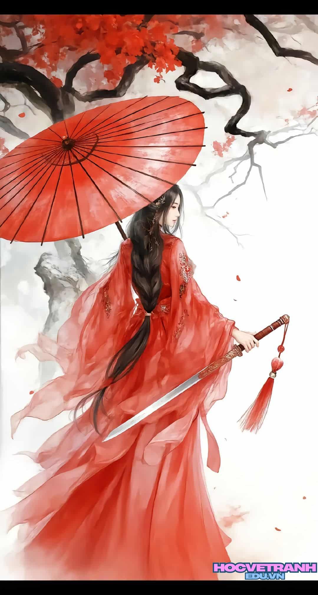 ve tranh co trang nam.