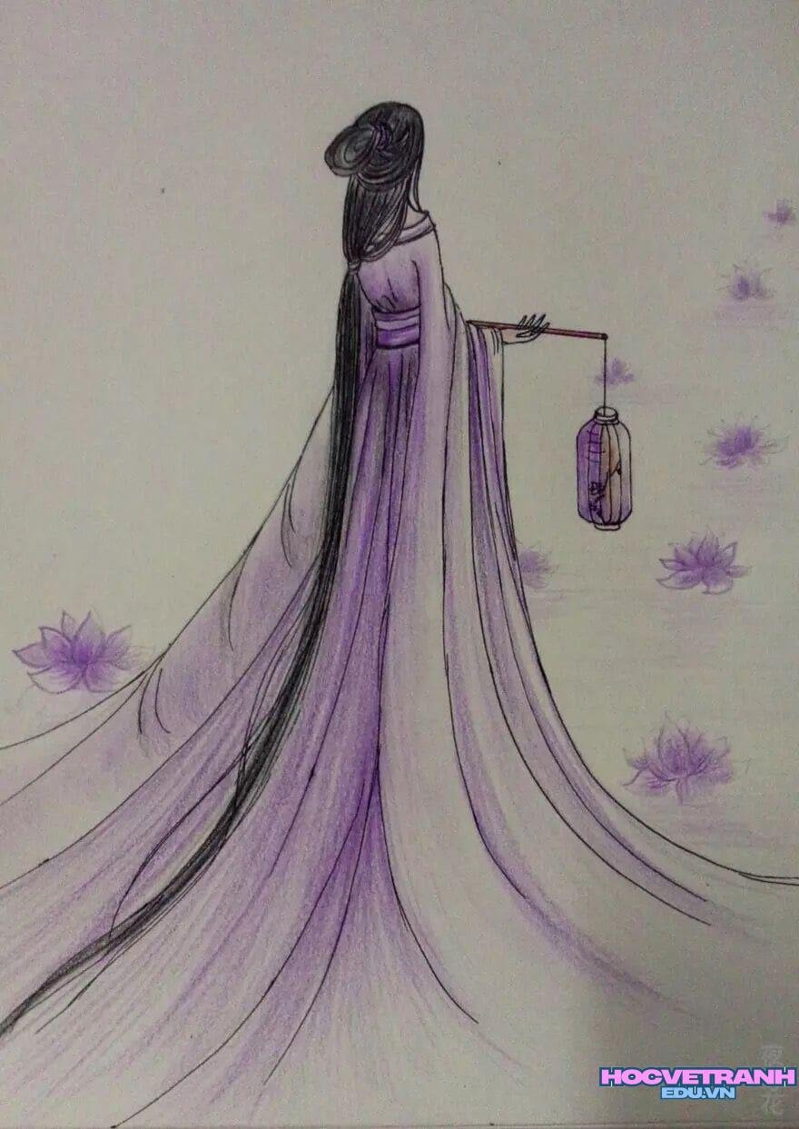 ve tranh co trang xanh.