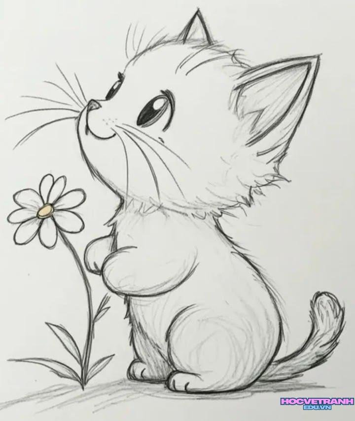 vẽ tranh con mèo cute