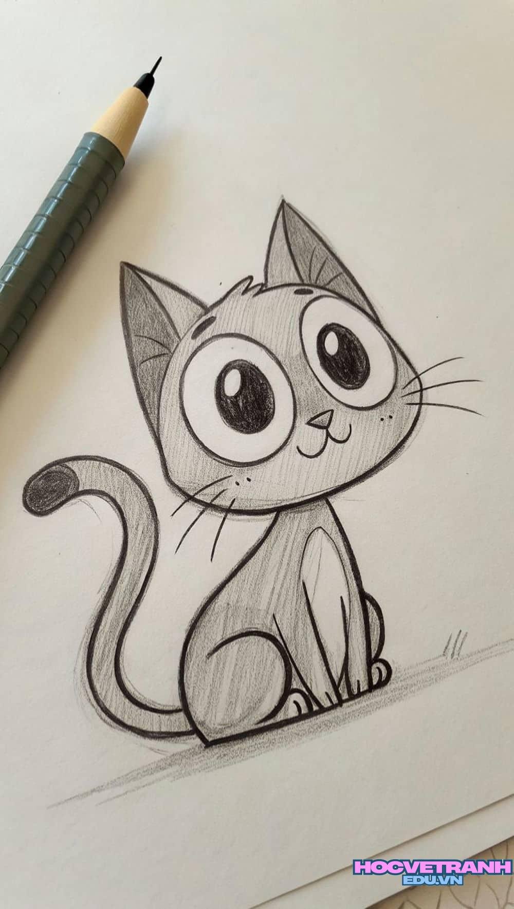 vẽ tranh con mèo dễ vẽ