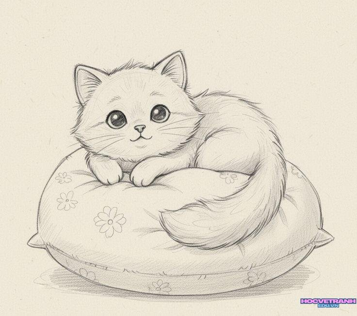 vẽ tranh con mèo dễ