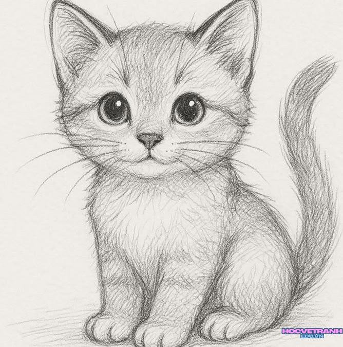 vẽ tranh con mèo đẹp