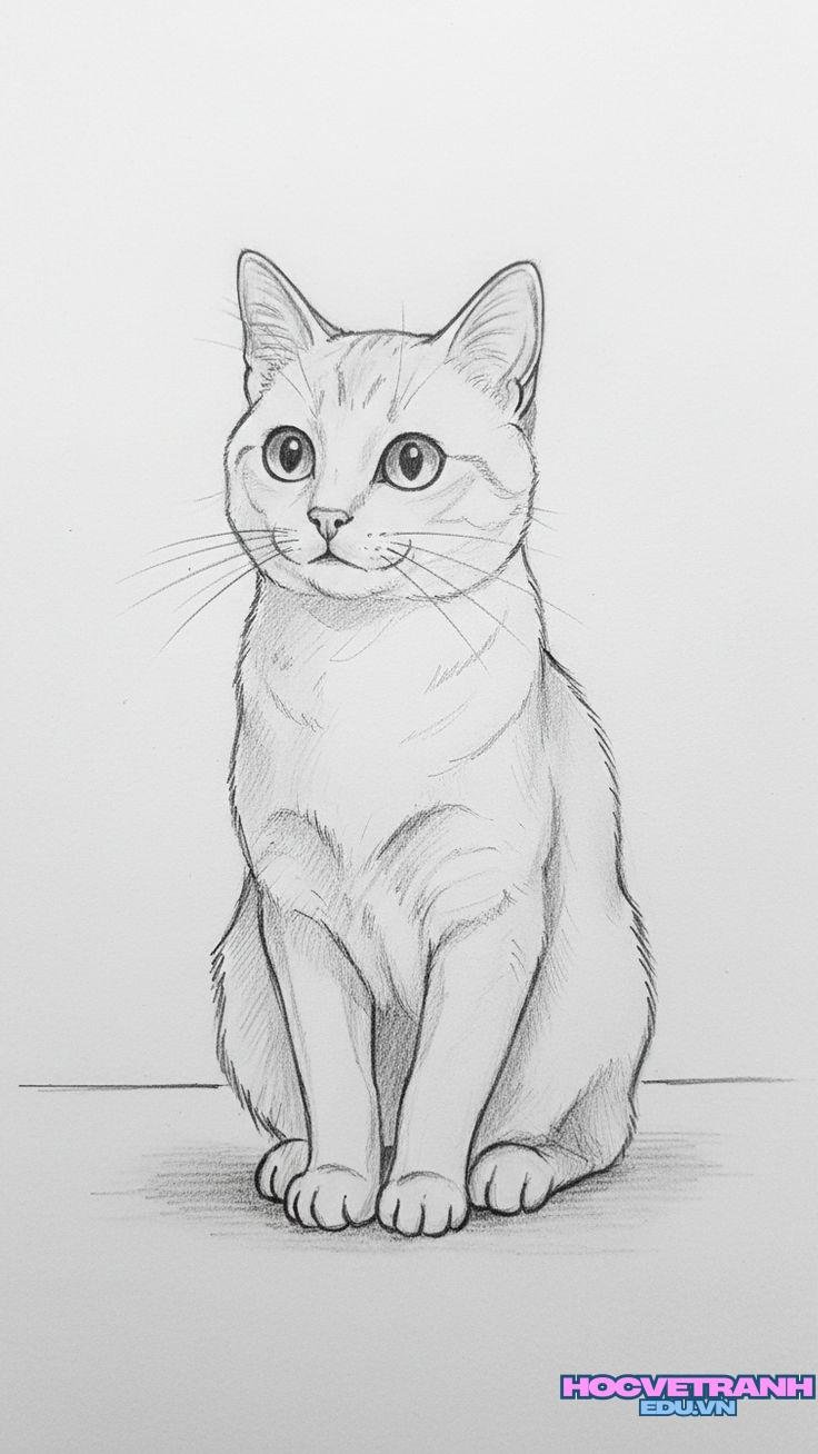 vẽ tranh con mèo sinh động