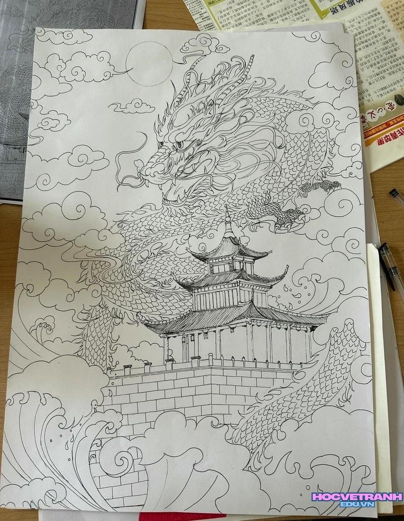 vẽ tranh con rồng cháu tiên