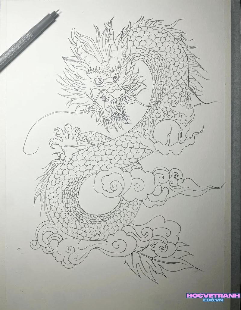 vẽ tranh con rồng đang bay