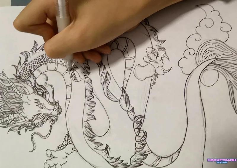 vẽ tranh con rồng đơn giản