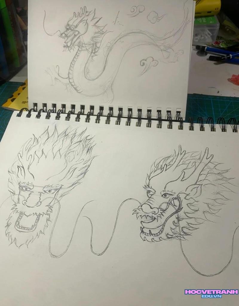 vẽ tranh con rồng vẽ tay