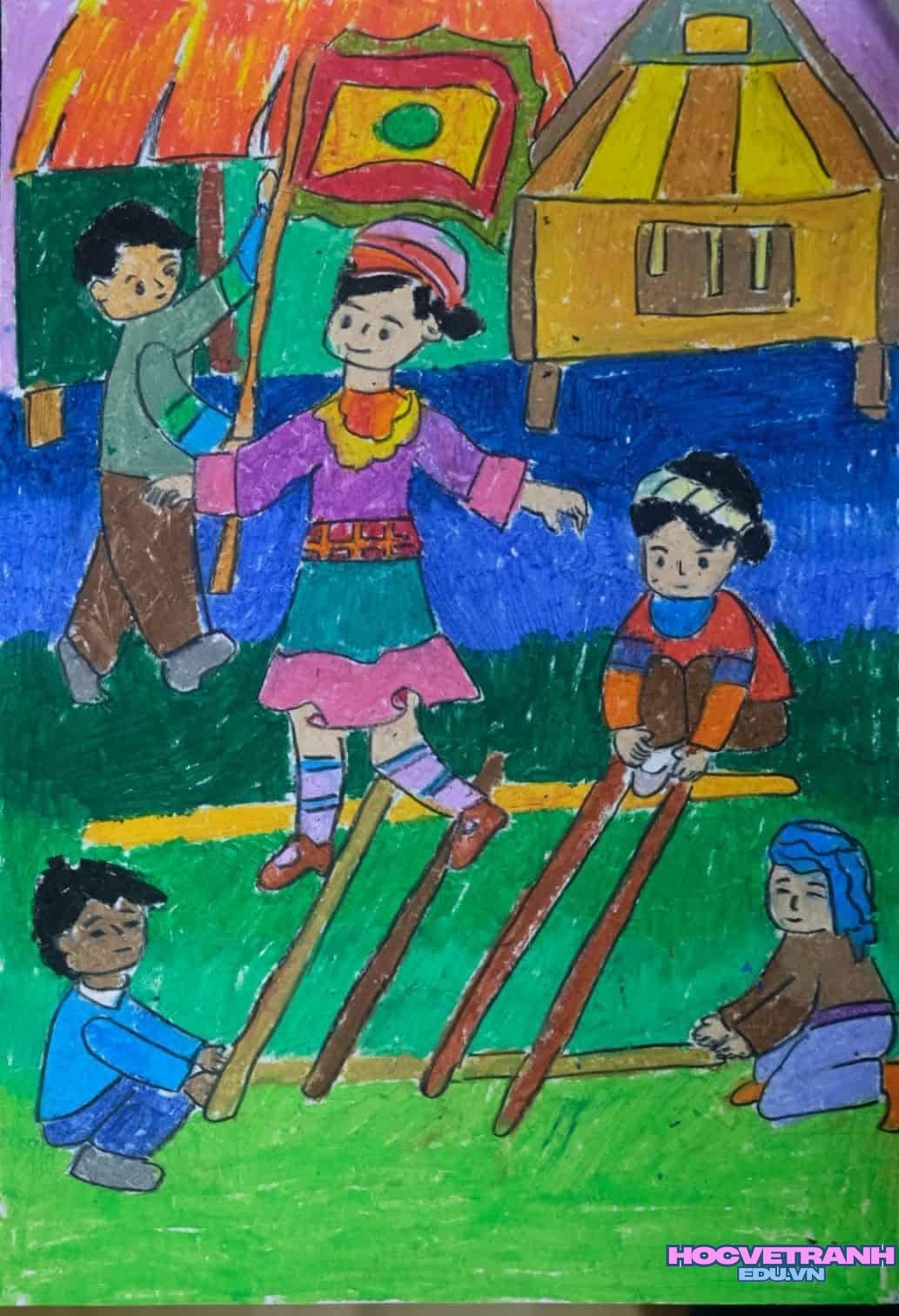 ve tranh cuoc song que.