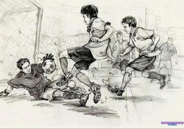 vẽ tranh đá bóng màu chì