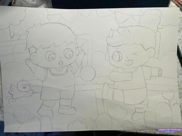 vẽ tranh đá bóng