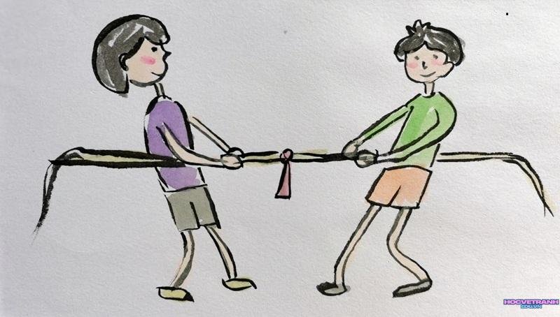 vẽ tranh đề tài lễ hội kéo co