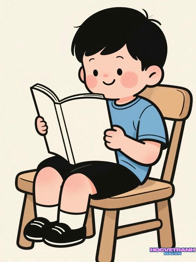 vẽ tranh đọc sách