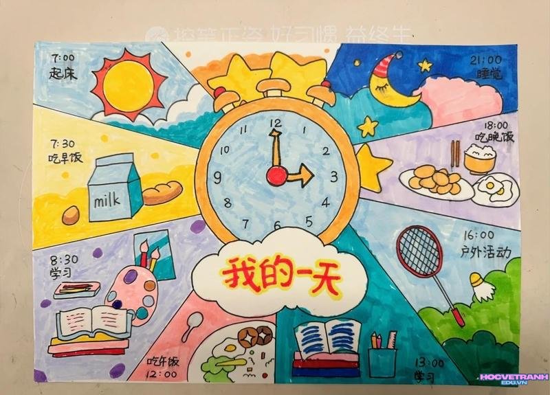 vẽ tranh đồng hô thời gian