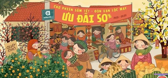 vẽ tranh hội chợ xuân