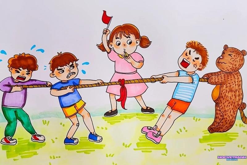 vẽ tranh kéo co đẹp