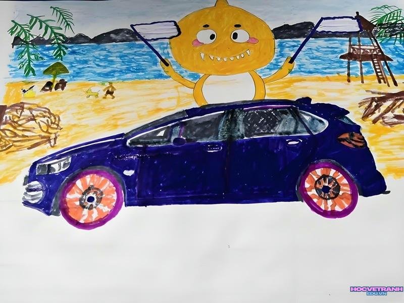 vẽ tranh ô tô mơ ước đơn giản​
