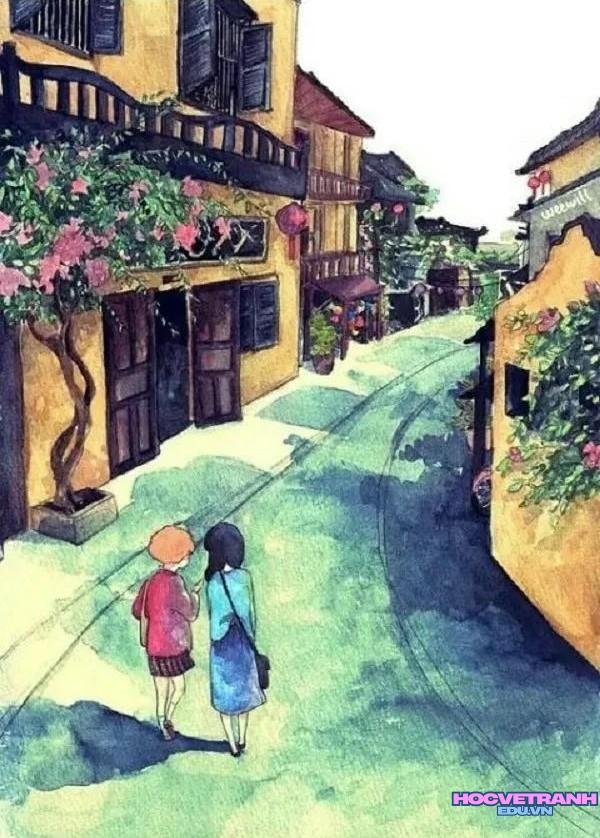 vẽ tranh phố cổ