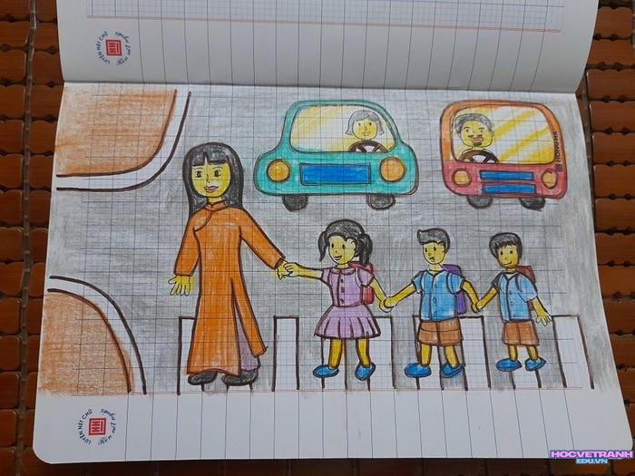 vẽ tranh quy tắc an toàn giao thông