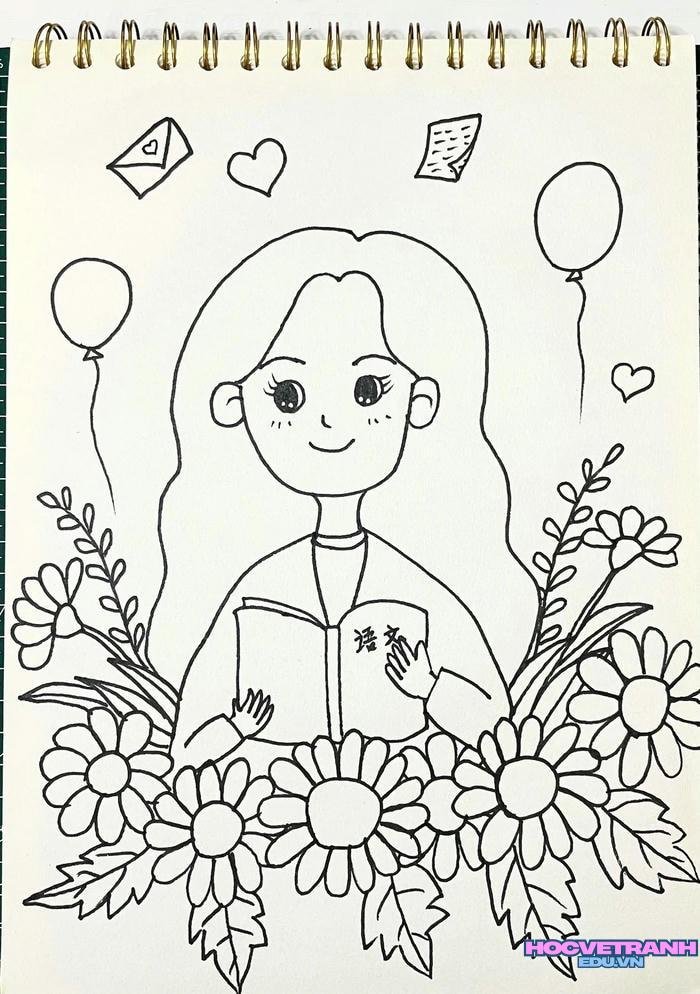 vẽ tranh tặng cô yêu