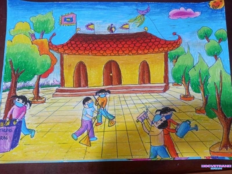 vẽ tự hào đình làng