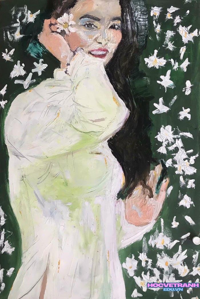 ý tưởng vẽ tranh áo dài