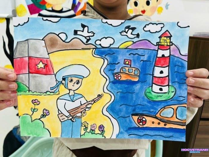 ý tưởng vẽ tranh biển đảo