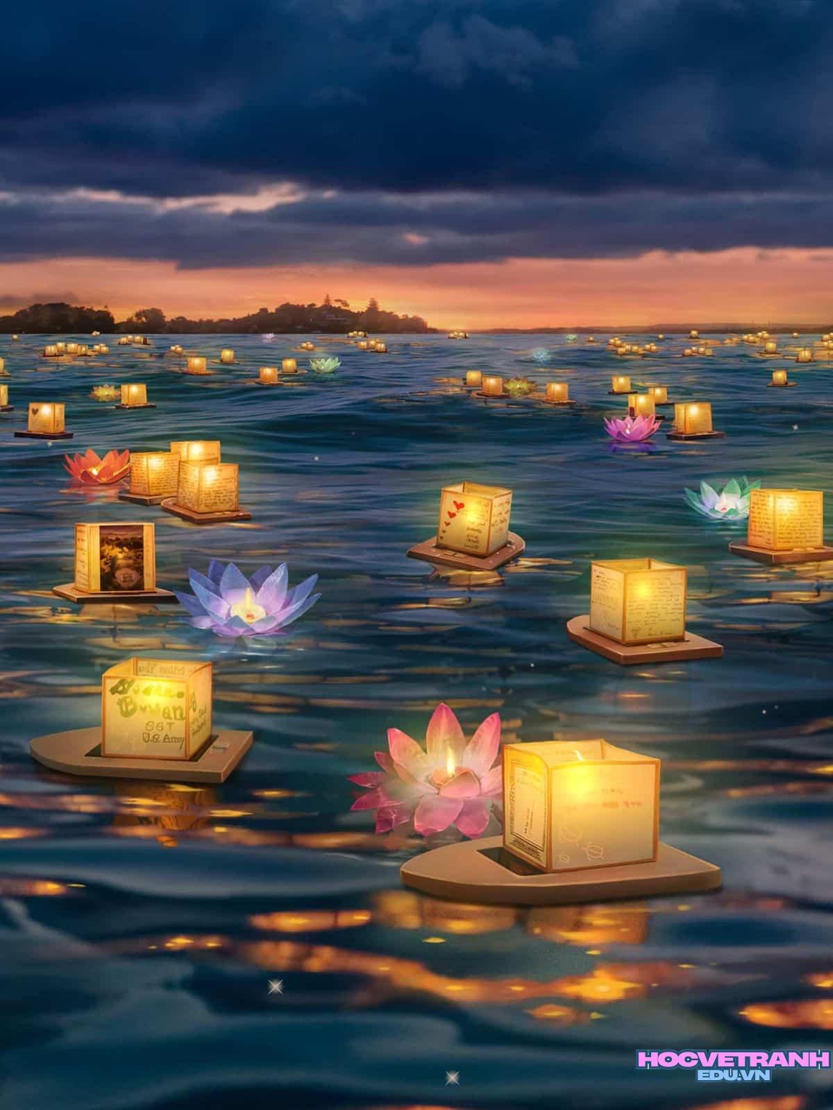 Ánh đèn lan tỏa đêm hội.