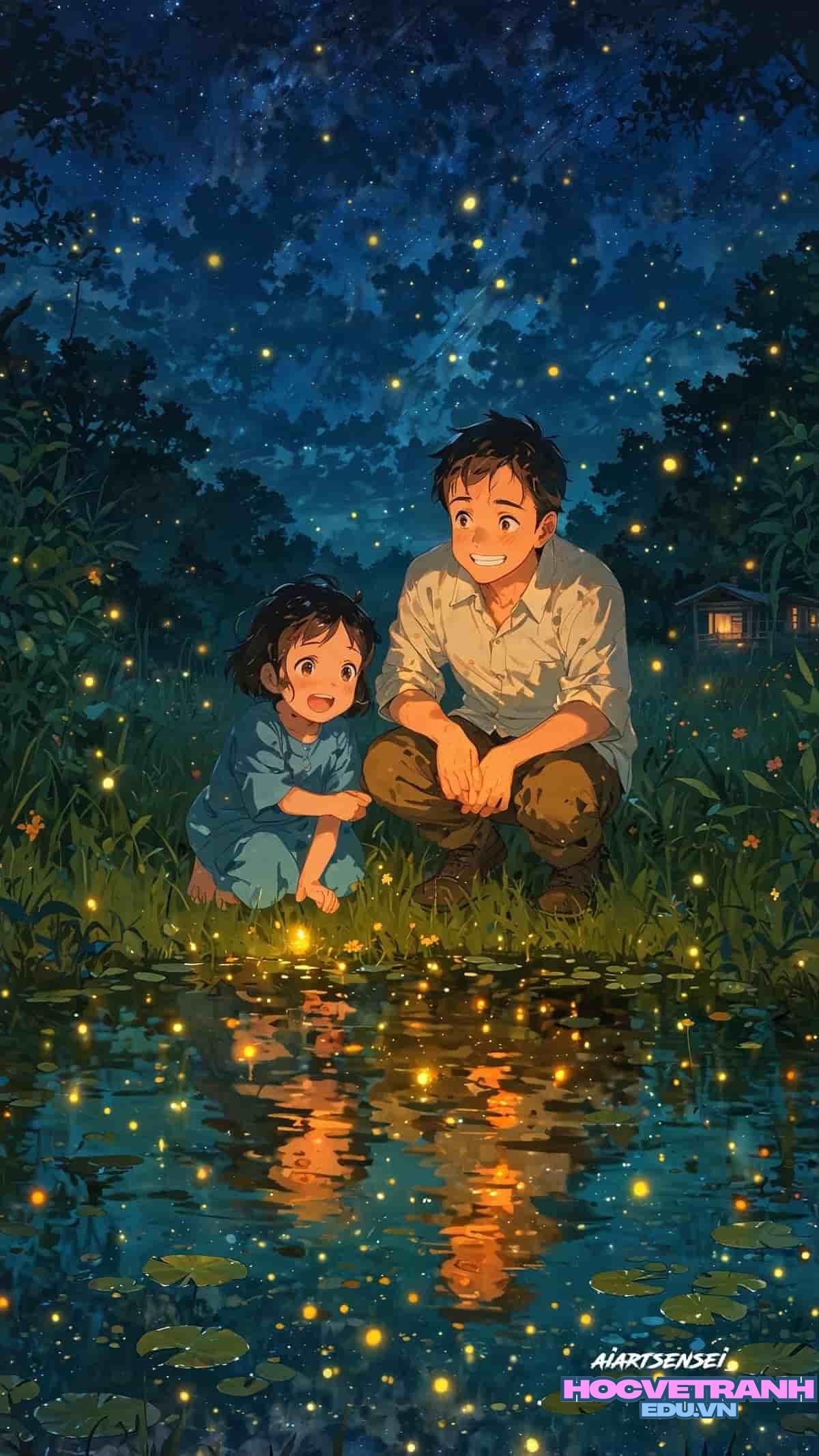 Đêm hội hoa đăng bên sông.