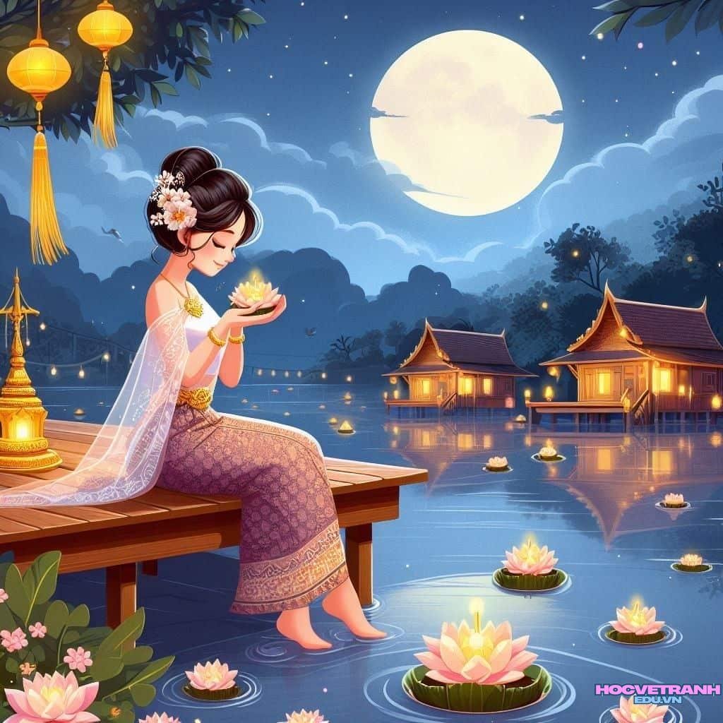 Dòng sông lấp lánh hoa đăng.