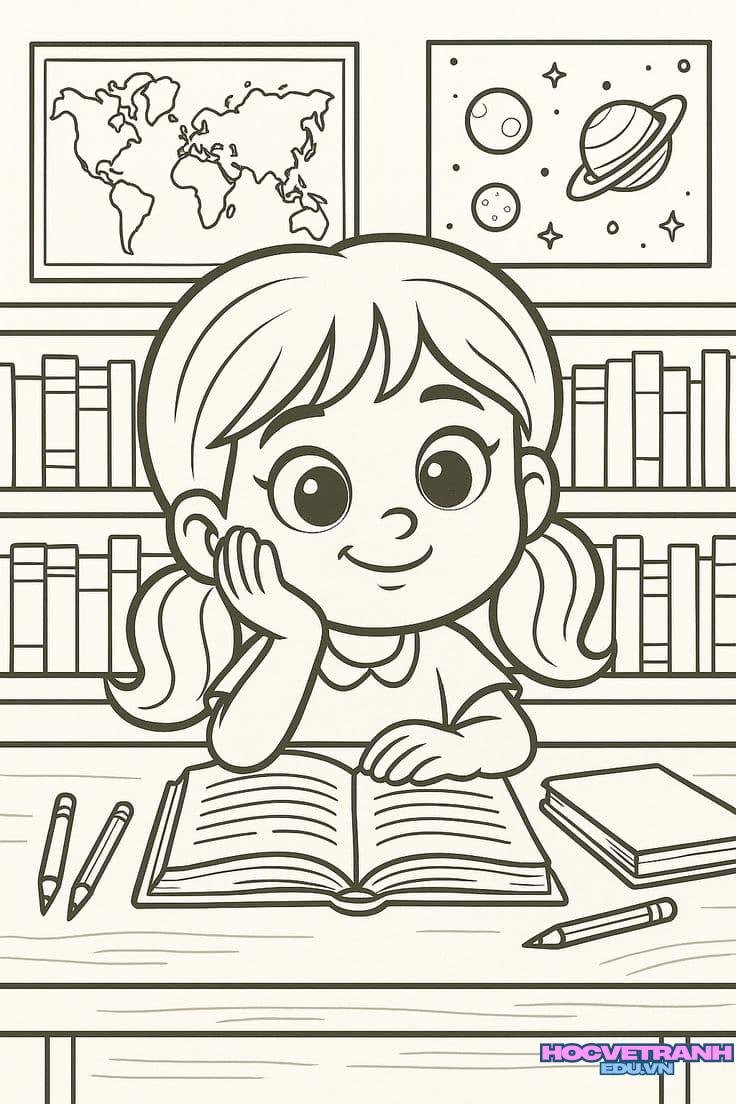 Em khám phá qua trang sách.