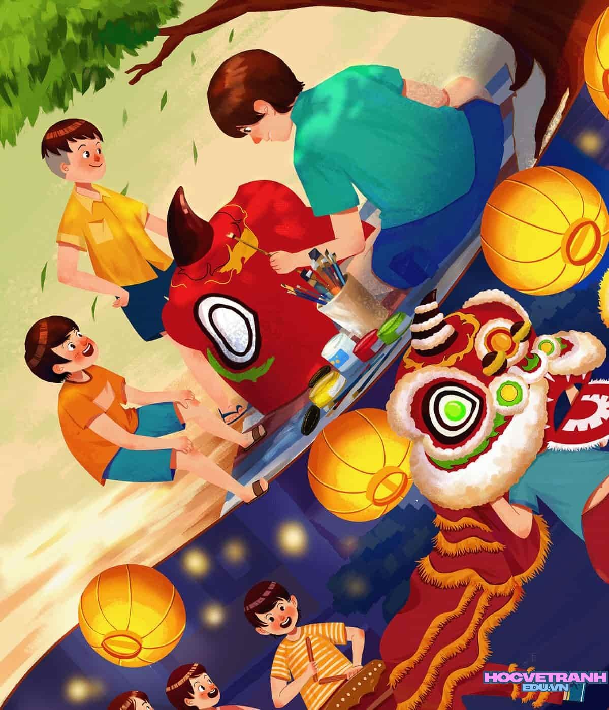 Phá cỗ đêm rằm trung thu.