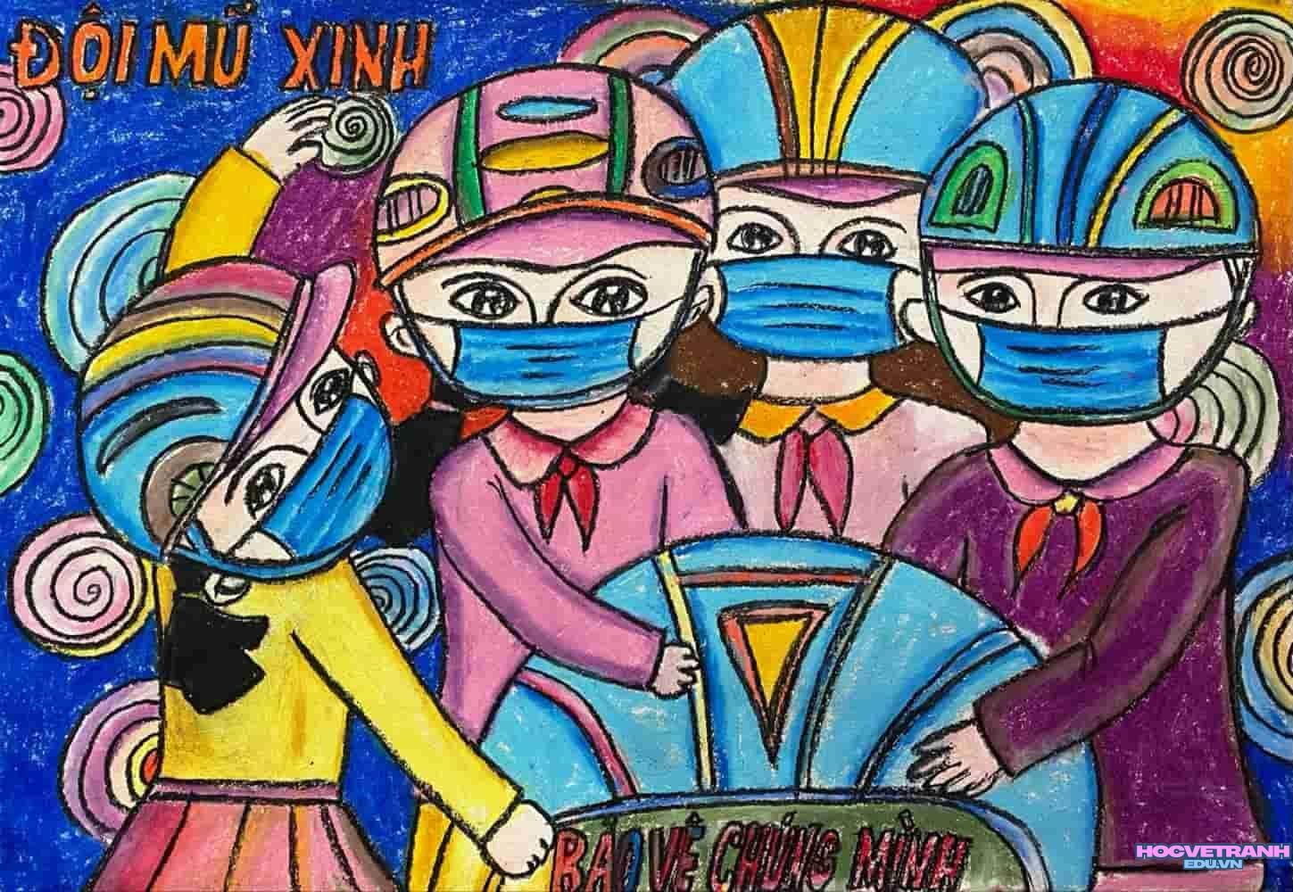 Tranh đội mũ xinh bảo vệ