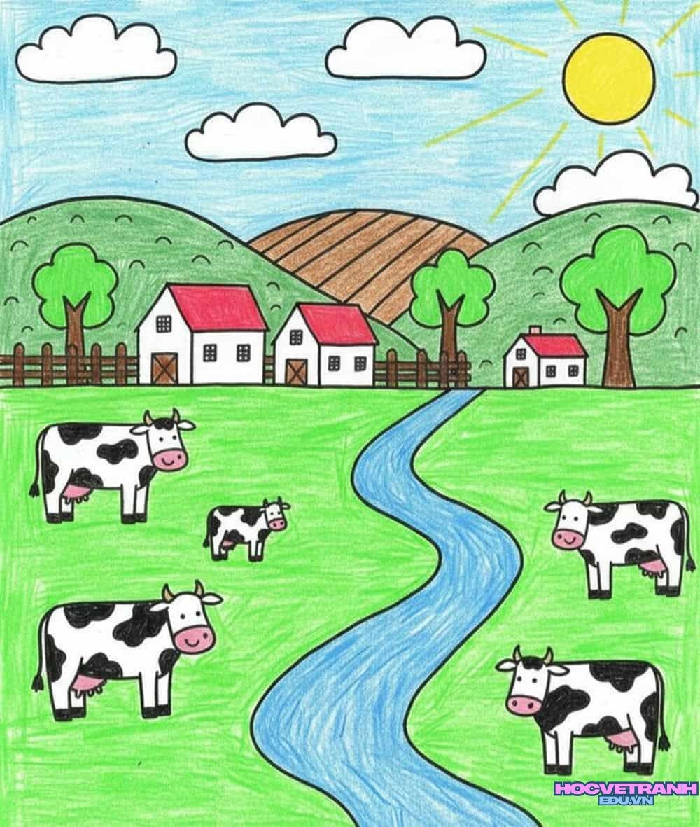 Tranh đồng quê con đường làng