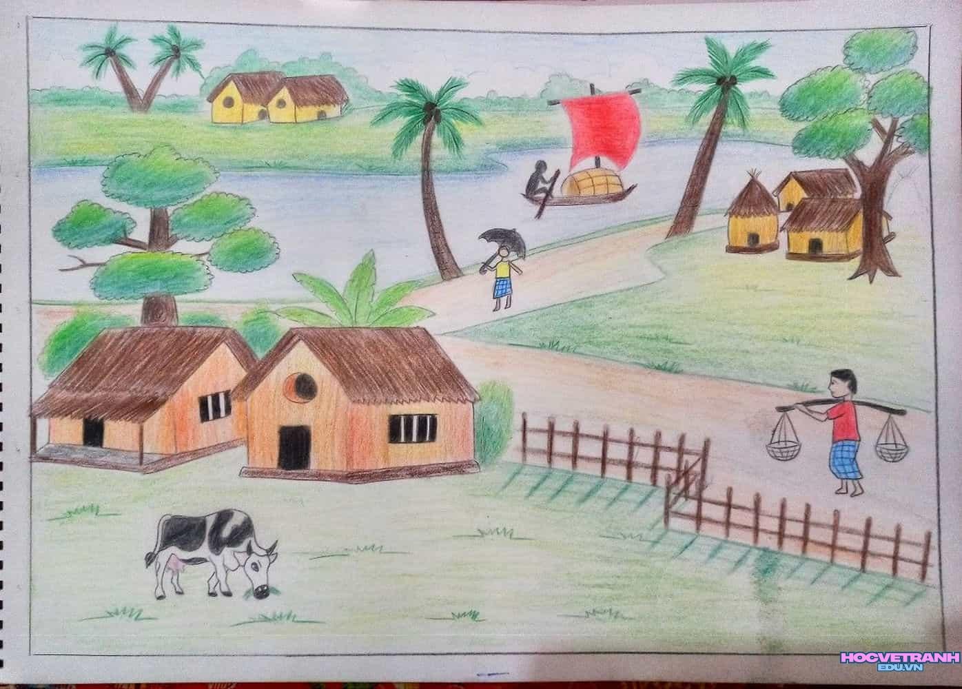 Tranh đồng quê làng quê Việt