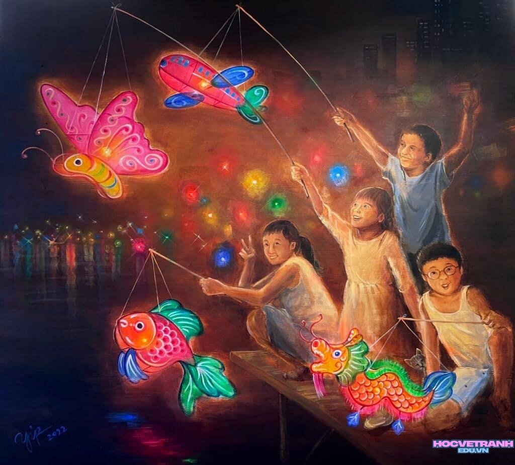 Trẻ em rước đèn trung thu.