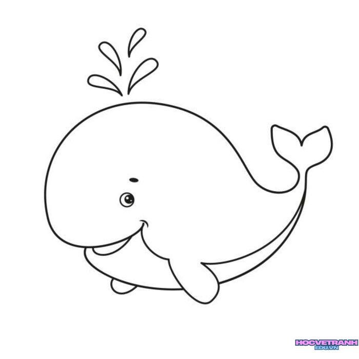 Coloring page with a cute whale. Vector Illustration.