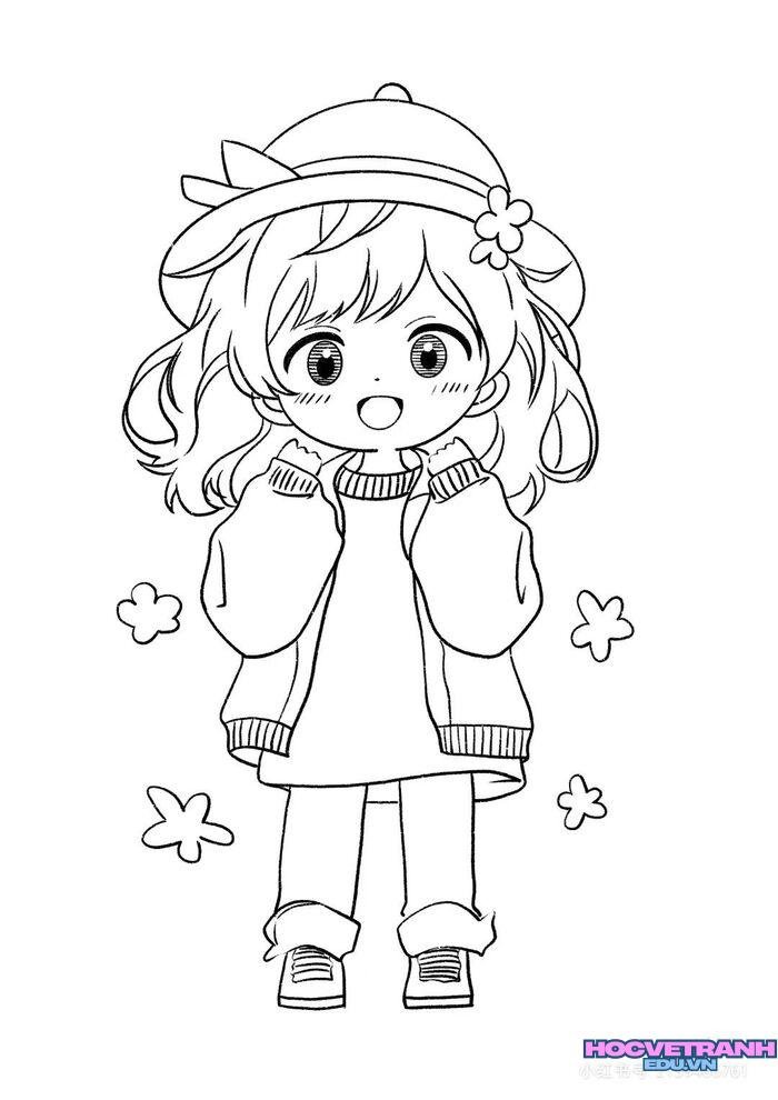 ảnh tranh tô màu cô gái cực dễ thương