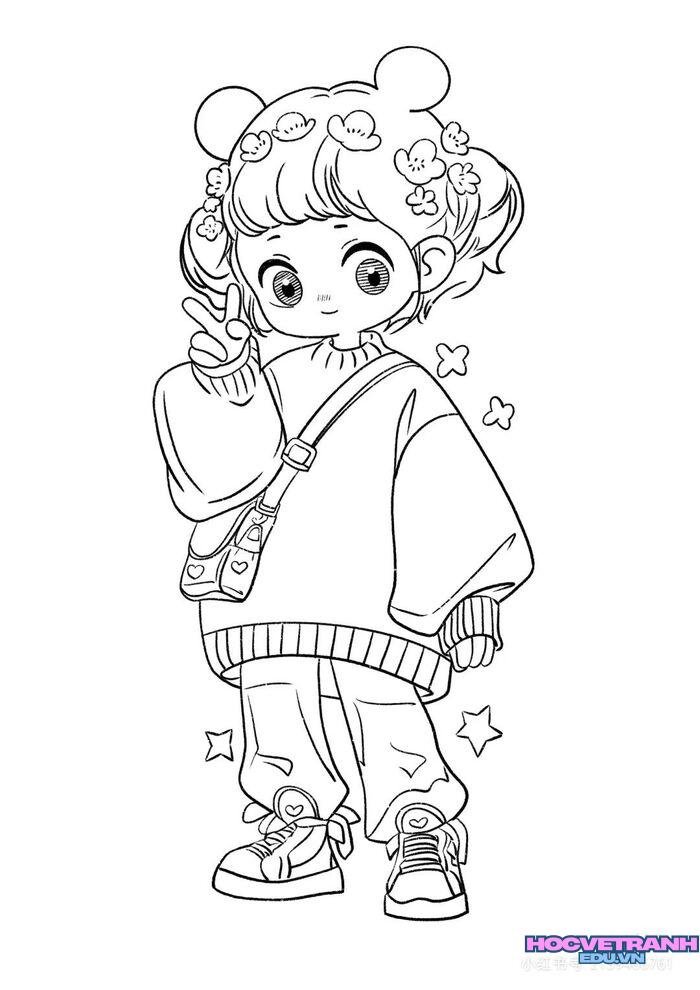 ảnh tranh tô màu cô gái cực đẹp