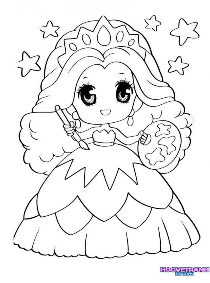 ảnh tranh tô màu cô gái dễ thương