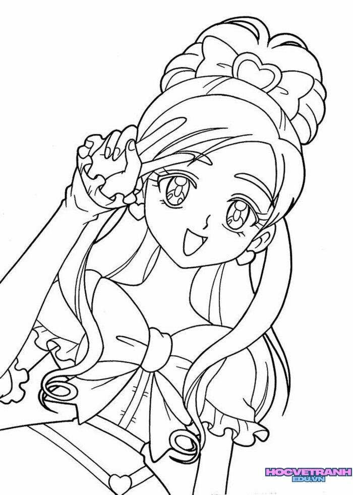 ảnh tranh tô màu cô gái siêu xinh