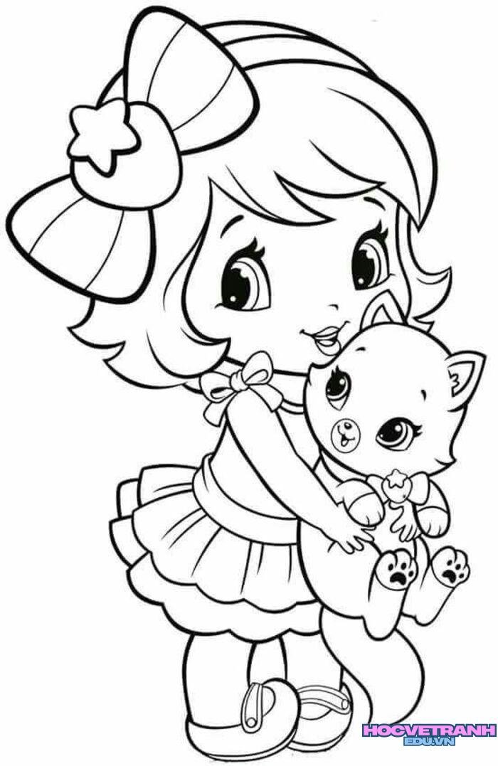 ảnh tranh tô màu cô gái xinh đẹp