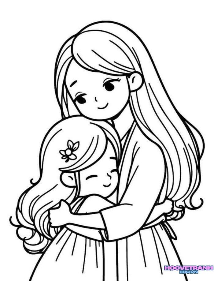 ảnh tranh tô màu cô giáo cực đáng yêu