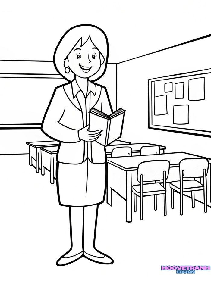 ảnh tranh tô màu cô giáo cực xinh