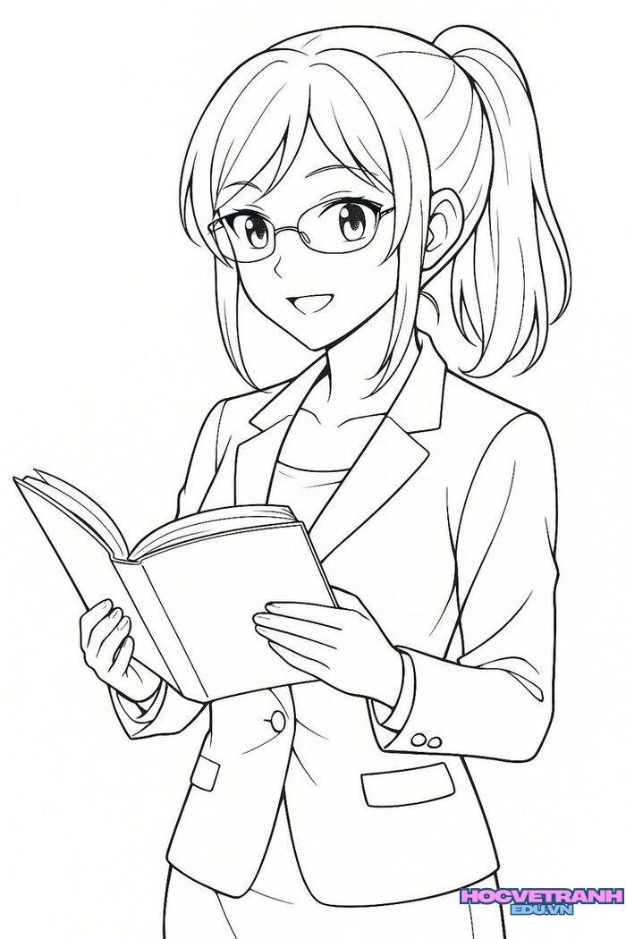 ảnh tranh tô màu cô giáo đẹp hot