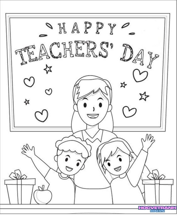 ảnh tranh tô màu cô giáo đẹp