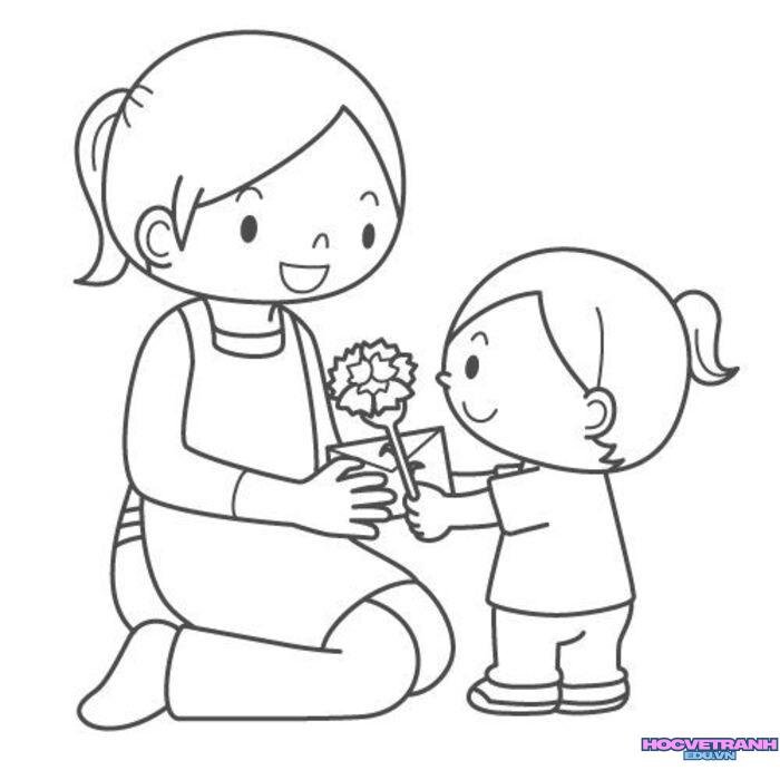 ảnh tranh tô màu cô giáo mầm non cực xinh