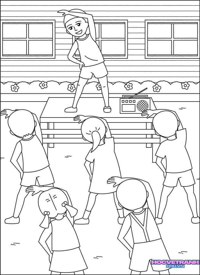 ảnh tranh tô màu cô giáo mầm non cute đẹp