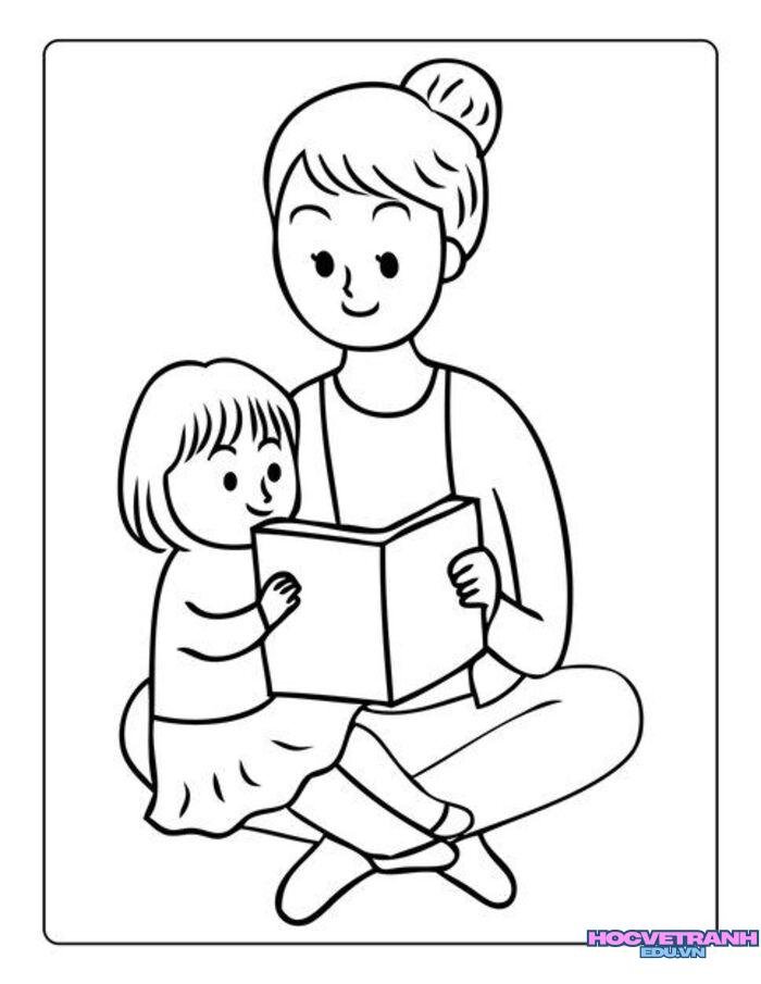 ảnh tranh tô màu cô giáo mầm non đáng yêu nhất